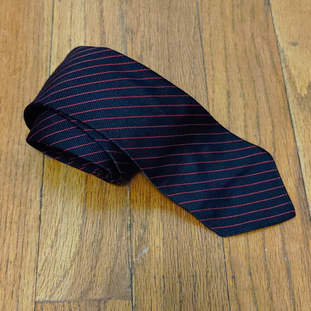 Vintage black tie with red stripes